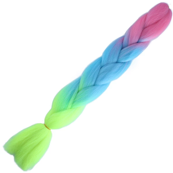 Afrika Örgülük Ombreli Sentetik Saç 100 Gr. - Pembe / Açık Mavi / Neon Sarı ürün görseli