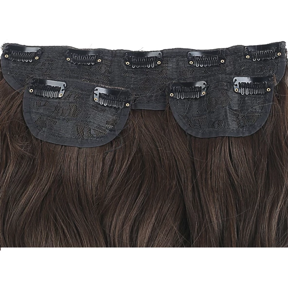 Fiber Sentetik Dalgalı Yarım Ay + 2 Yan Çıt Çıt - Açık Kahve - Resim 2