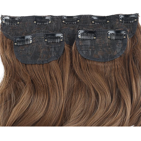 Fiber Sentetik Dalgalı Yarım Ay + 2 Yan Çıt Çıt - Kumral - Resim 2