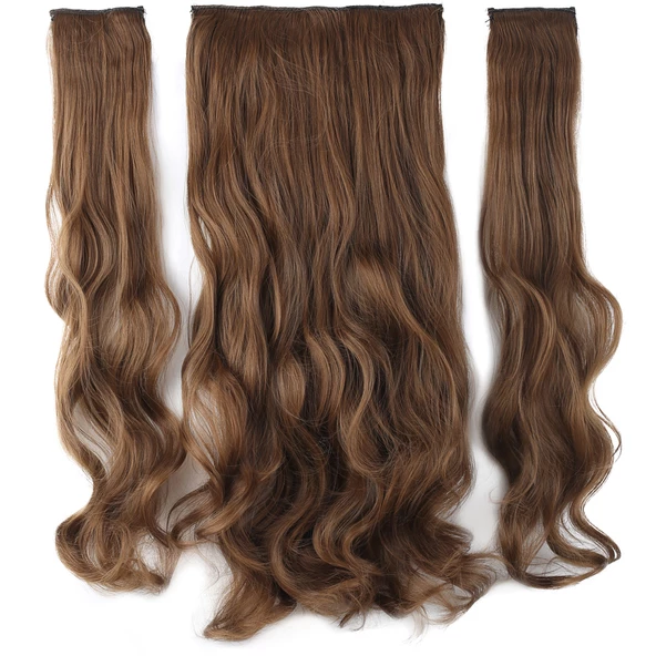 Fiber Sentetik Dalgalı Yarım Ay + 2 Yan Çıt Çıt - Kumral ürün görseli