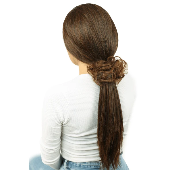 Saçlı Lastikli Topuz Toka - Bebek Kumralı ürün görseli