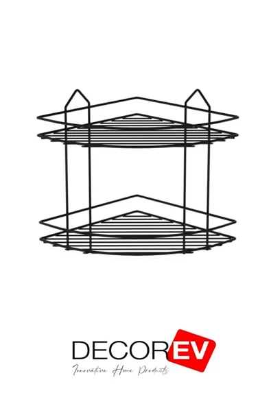 Decorev DC-5019 Dekoratif Paslanmaz Siyah İki Katlı Banyo Köşeliği