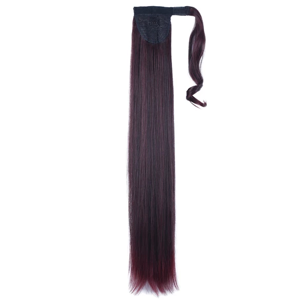 Bağlamalı Düz At Kuyruğu - Koyu Kızıl - Resim 3