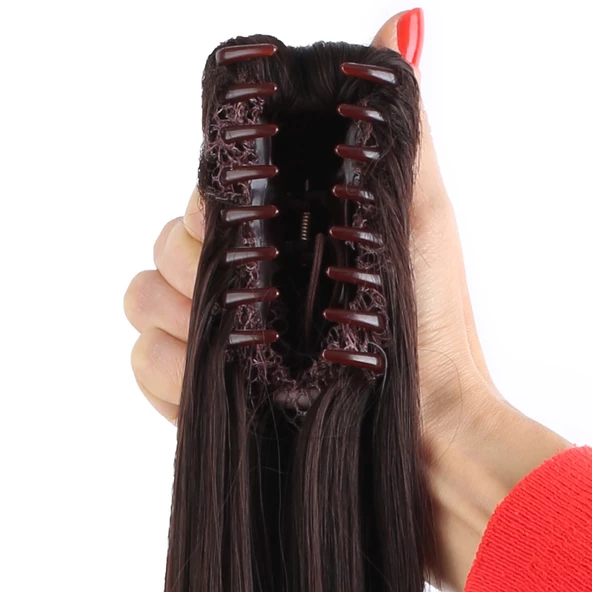 Tokalı Dalgalı At Kuyruğu - Koyu Kahve ürün görseli