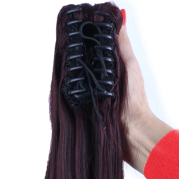 Tokalı Dalgalı At Kuyruğu - Koyu Kızıl - Resim 4