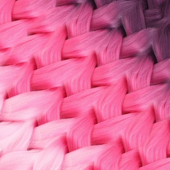 Afrika Örgüsü Ve Rasta İçin Sentetik Ombreli Saç - Koyu Pembe / Pembe / Açık Pembe - Resim 2