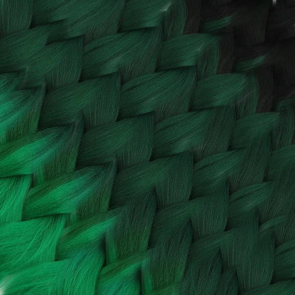 Afrika Örgüsü Ve Rasta İçin Sentetik Ombreli Saç - Siyah / Koyu Yeşil / Açık Yeşil - Resim 2