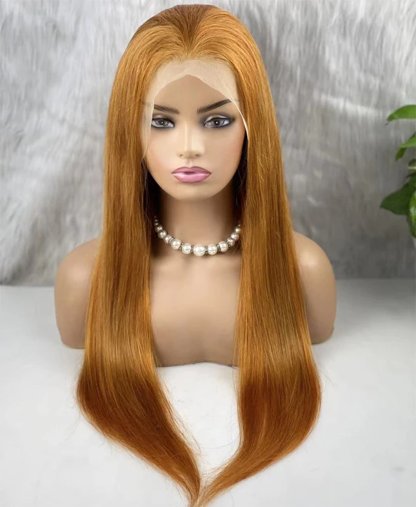 Gerçek Front Lace Tül Peruk - Düz - Bakır 70-75cm ürün görseli