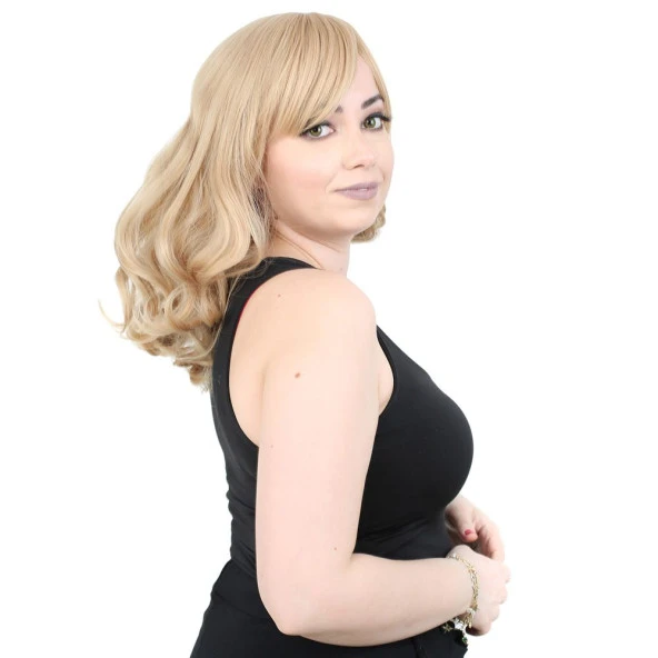 Dalgalı Perçemli Orta Boy Fiber Sentetik Peruk - Balköpüğü - Resim 2