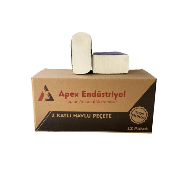 APEX Z PEÇETE EXTRA Çift Katlı  200 Yaprak - 12 Paket %100 SelüloZ