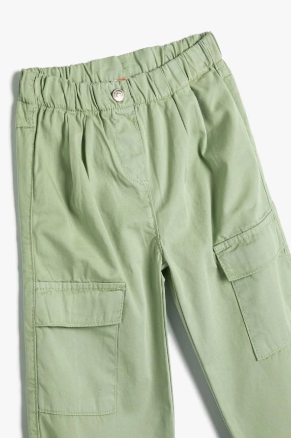 Koton Kız Bebek Paraşüt Kot Pantolon Pamuklu Beli Lastikli Cepli - Parachute Jean - 3