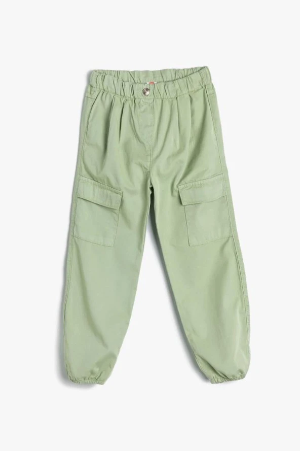 Koton Kız Bebek Paraşüt Kot Pantolon Pamuklu Beli Lastikli Cepli - Parachute Jean