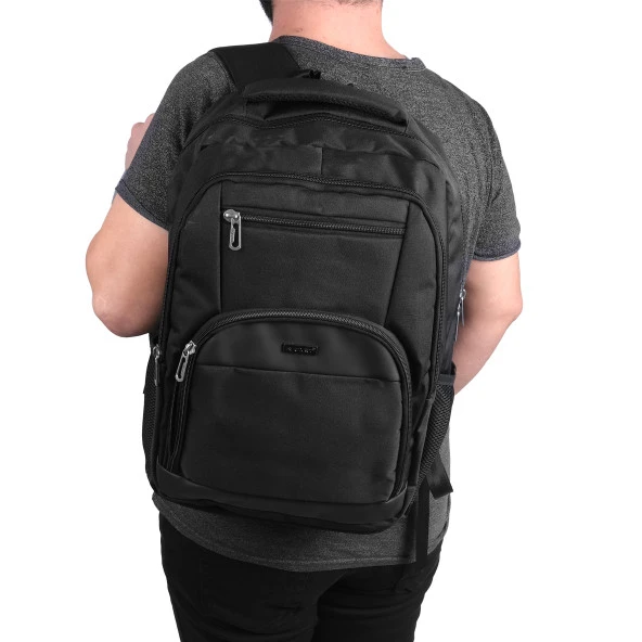 Bagacar Okul ve Günlük Laptop Bölmeli Su Geçirmez Sırt Çantası Siyah - 2