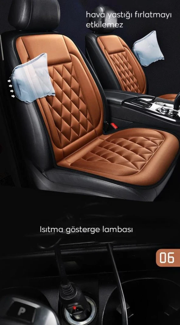 Coofbe Tüm Araçlara Uyumlu 12W Araç Koltuk Isıtma Minderi Araç Koltuk Koruyucu Oto Isıtıcı Minder - 4