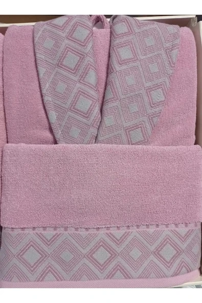 Özdilek Pamuklu 6 Parça Aile Bornoz Seti-Snazzy Antrasit Pembe - 2