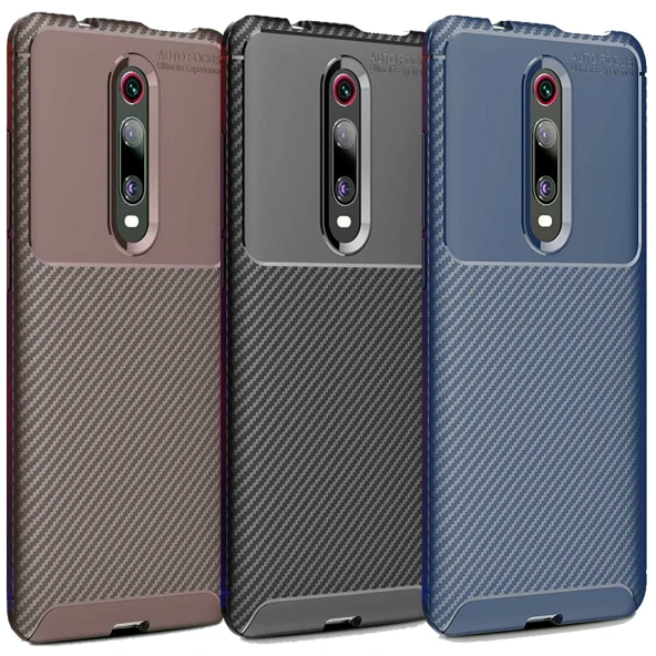Xiaomi Mi 9T Karbon Desenli Negro Silikon Kılıf