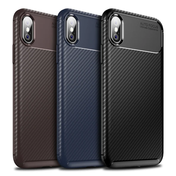 Apple Iphone X Max / XS Max Karbon Desenli Negro Silikon Kılıf - Resim 6