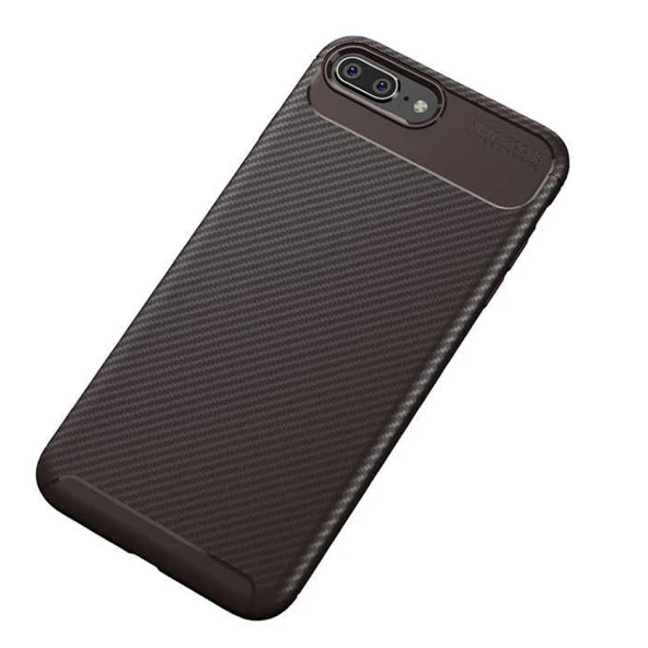 Apple Iphone 7 Plus / 8 Plus Karbon Desenli Negro Silikon Kılıf - Resim 5