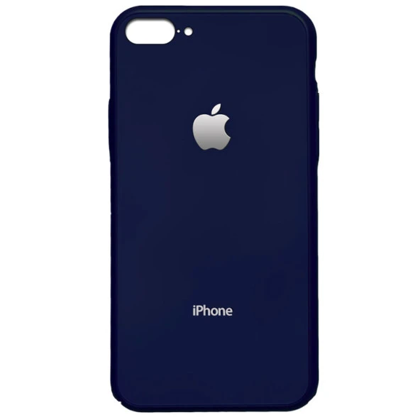 Apple Iphone 7 / 8 Plus Araç Tutucu Mıknatıslı Logolu Arka Cam Kapak Kılıf - 7