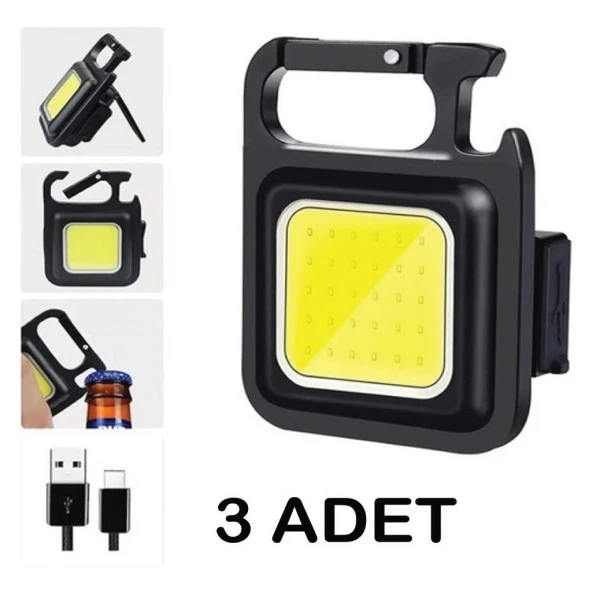 3 Adet LED Mini Anahtarlık Fener Şarjlı Kamp Balıkçı Tamirci Için Çalışma Feneri Çok Fonksiyonlu Taşınabilir ürün görseli