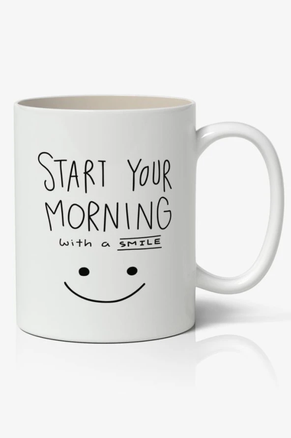 Smile (Gülümse) Tasarımlı Kupa Bardak Baskılı Kahve Kupa Bardak