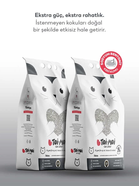 2’li Avantaj Paketi Koku Hapseden, Topaklanan,Tozsuz Aktif Karbonlu Bentonit Kedi Kumu 2x5kg