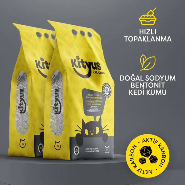 2li Avantaj Paketi Ekstra Topaklanan, İnce Taneli, Tozsuz, Aktif Karbonlu Bentonit Kedi Kumu 2x10lt