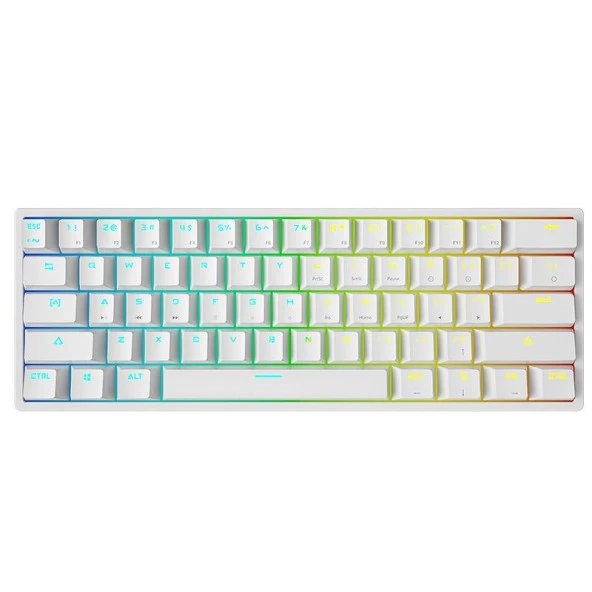 Valkyrie Leaven K620 Blue Switch Mekanik Gaming Oyun Klavyesi RGB 61 Key Mavi Tuş Type-C Klavye Beyaz - 5