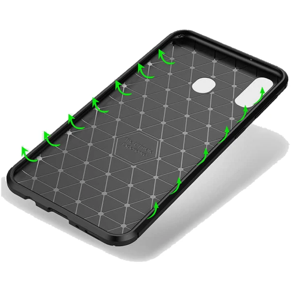 Huawei Y7 Prime 2019 Karbon Desenli Negro Silikon Kılıf - Resim 6