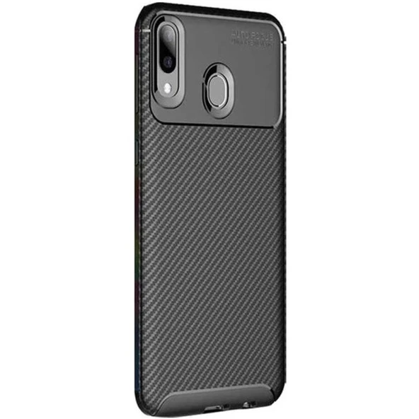 Huawei Y7 Prime 2019 Karbon Desenli Negro Silikon Kılıf - Resim 4