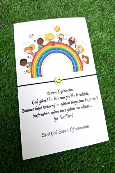 20li Gökkuşağı Çocuk Kartlı Emoji Bileklik - İsim Yazılır - Okul Hediyesi - Karne Hediyesi - 2