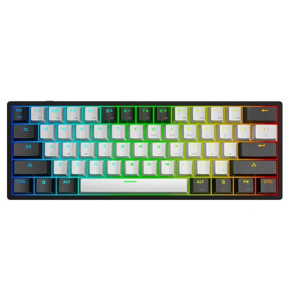 Valkyrie Leaven K620 Blue Switch Mekanik Gaming Oyun Klavyesi RGB 61 Key Mavi Tuş Type-C Klavye Siyah Beyaz k620 - 4