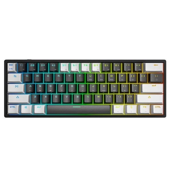 Valkyrie Leaven K620 Blue Switch Mekanik Gaming Oyun Klavyesi RGB 61 Key Mavi Tuş Type-C Klavye Beyaz-Siyah - 8
