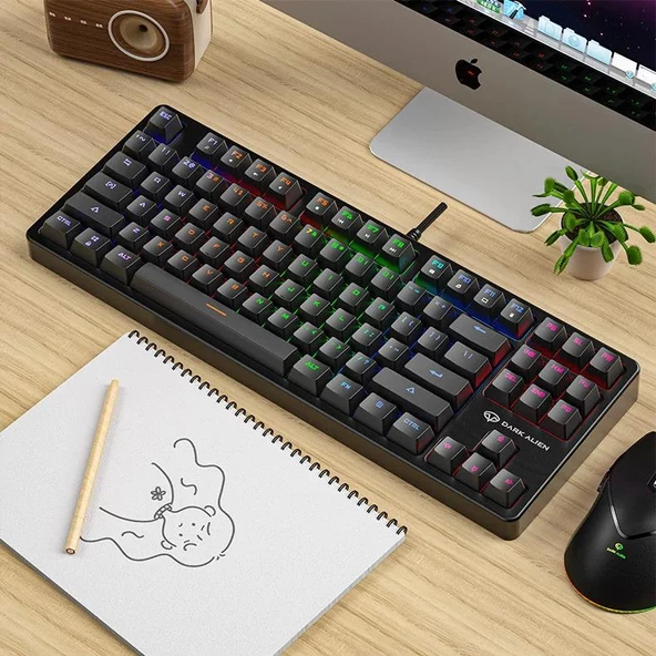 Valkyrie Leaven K870 Blue Switch Mekanik Gaming Oyun Klavyesi RGB 61 Key Mavi Tuş Type-C Klavye Siyah - 3