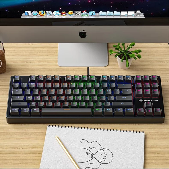 Valkyrie Leaven K870 Blue Switch Mekanik Gaming Oyun Klavyesi RGB 61 Key Mavi Tuş Type-C Klavye Siyah - 4