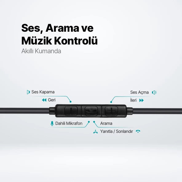 Ttec Hd Mikrofonlu Kulakiçi Kablolu Type-c Kulaklık, Kumanda Kontrollü Stereo Sesli Kulaklık - 7