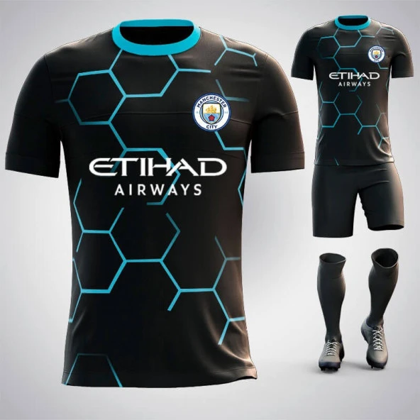 Manchester City Away  Dijital Erkek Halı Saha Forması Tasarımı Futbol Forması Kişiye Özel