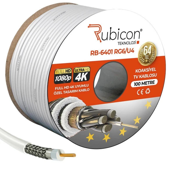 Rubicon Rb-6401 Anten Kablosu Rg6 U4 64 Tel 100 Metre