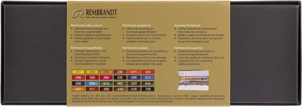 Rembrandt Watercolour Box 24'lü Tablet Sulu Boya Seti Metal Kutulu / 05838624 - Resim 3