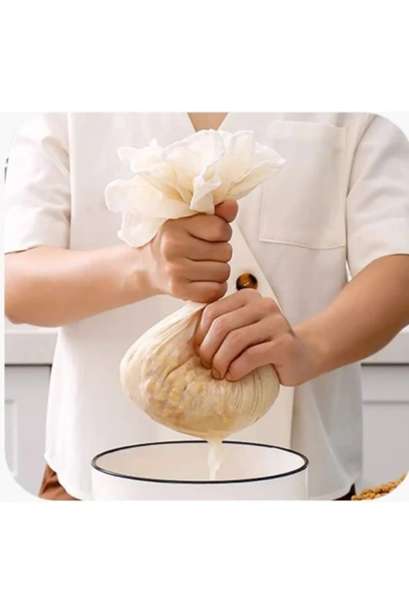 2li Set Organik Çember Süzme Bezi Yıkanabilir Keten Bez Natural 40 cm & 60 cm - Resim 4