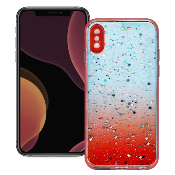 Apple iPhone X / XS Simli Şeffaf Sert Slikon Kılıf ürün görseli 1