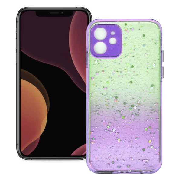 Apple iPhone 12 Simli Şeffaf Sert Slikon Kılıf - Resim 6