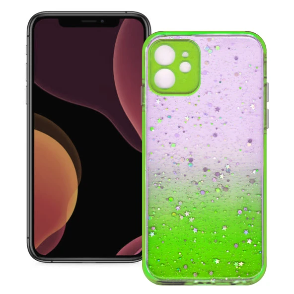 Apple iPhone 12 Simli Şeffaf Sert Slikon Kılıf - Resim 9