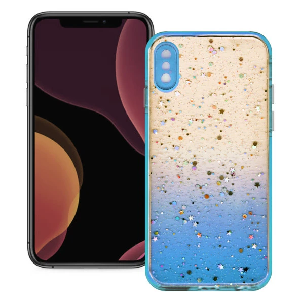 Apple iPhone X / XS Simli Şeffaf Sert Slikon Kılıf - Resim 4