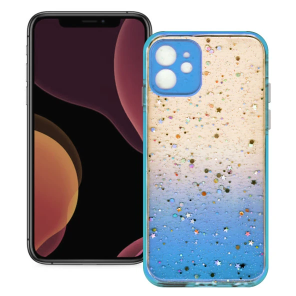 Apple iPhone 12 Mini Simli Şeffaf Sert Slikon Kılıf - Resim 8