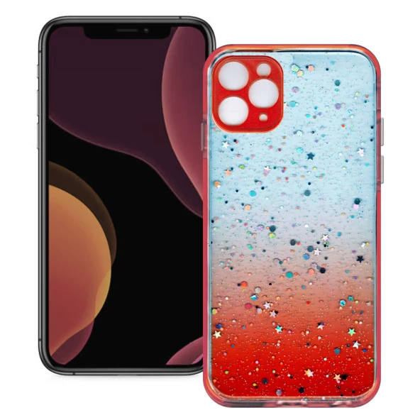 Apple iPhone 11 Pro Simli Şeffaf Sert Slikon Kılıf ürün görseli 1