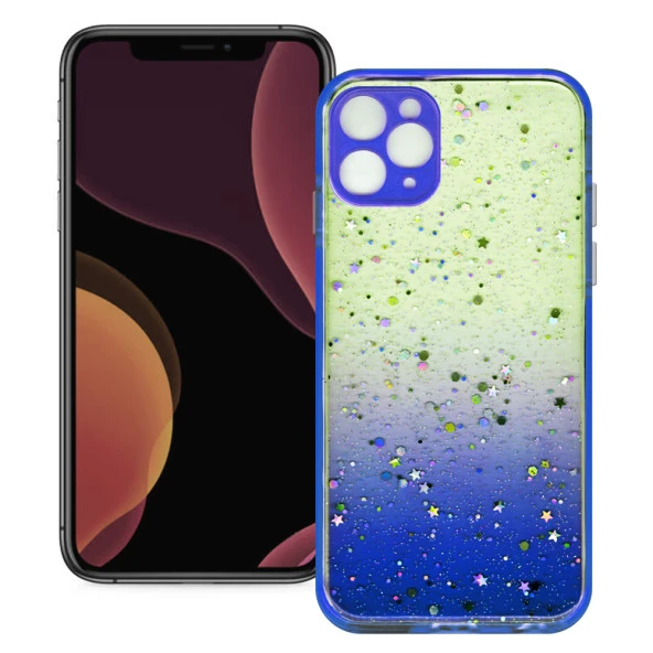 Apple iPhone 11 Pro Simli Şeffaf Sert Slikon Kılıf - Resim 2