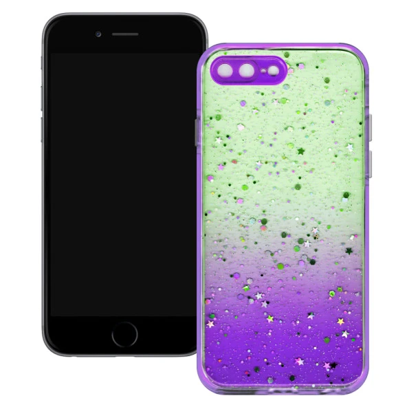 Apple iPhone 7 Plus / iPhone 8 Plus Simli Şeffaf Sert Slikon Kılıf - Resim 5