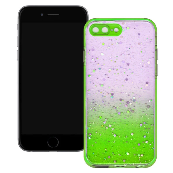 Apple iPhone 7 Plus / iPhone 8 Plus Simli Şeffaf Sert Slikon Kılıf - Resim 9