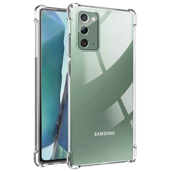 Samsung Galaxy Note 20 Shock Absorbing Darbe Emicili Şeffaf Silikon Kılıf